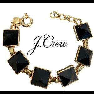 J.crew Black Square Gold-tone trim chain link bracelet